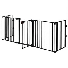 5-Panel Adjustable Baby & Pet Fence with Gate (Wall/Free-Standing)