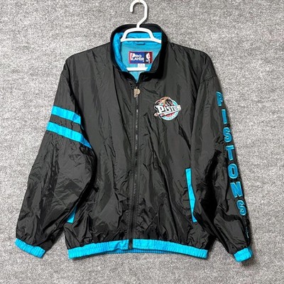 Vintage Detroit Pistons Pro Player NBA Track Jacket Black Aqua Men's MD
