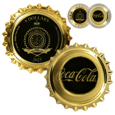 2025 Niue 1.2 Gram 999 Gold Coca-Cola Bottle Cap Coin w/Red Tin