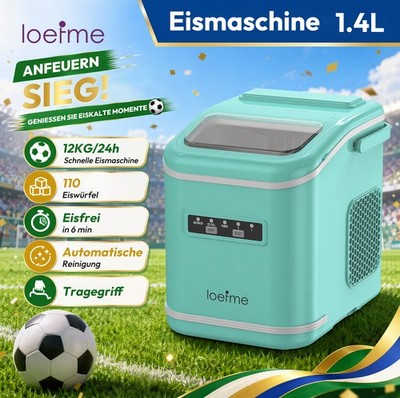 Selbstreinigende Eiswürfelmaschine Eiswürfelbereiter Icemaker 12kg/24h - Grün