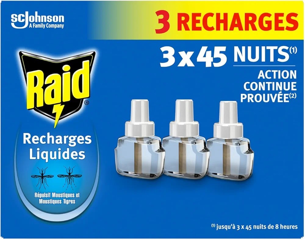 Recharge RAID Diffuseur Électrique Liquide Insecticide Anti-Moustiques 3X