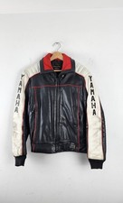Giacca Motociclista Uomo Vintage Yamaha Pelle Nero Bianco Racing Biker Fatta a Mano