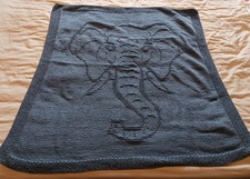 Grey Hand Knitted Elephant Blanket
