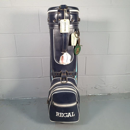 80s Vintage Design Regal Golf Bag Leather Cart Bag Retro Prop - Picture 2 of 6