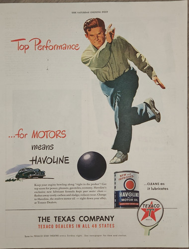 1947 Texas Company Texaco dealers Vintage Ad Havoline Cleans as it Lubricates