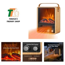 Portable Fireplace Heater for Indoor Use,1500W Fireplace Space Heater with Th...