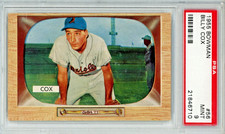 1955 Bowman Billy Cox baseball card, graded MInt 9, only 8 exist, none higher