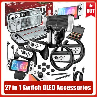 27 in 1 Upgraded Switch OLED Accessories, Switch Accessory Bundle Kit For Gift,e