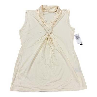 Grace Ivory Sleeveless Twist Knot Neck Knit Top Size S New $38 Ivory Tower