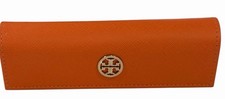 Tory Burch Eyeglasses Case Only Faux Leather Textured Orange Soft Case Small