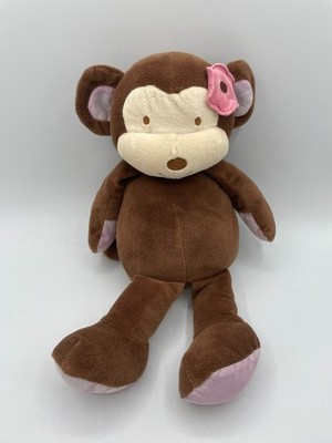 Cocalo Baby Plush Jacana Brown Monkey Toy Pink Flower Purple Feet 14''