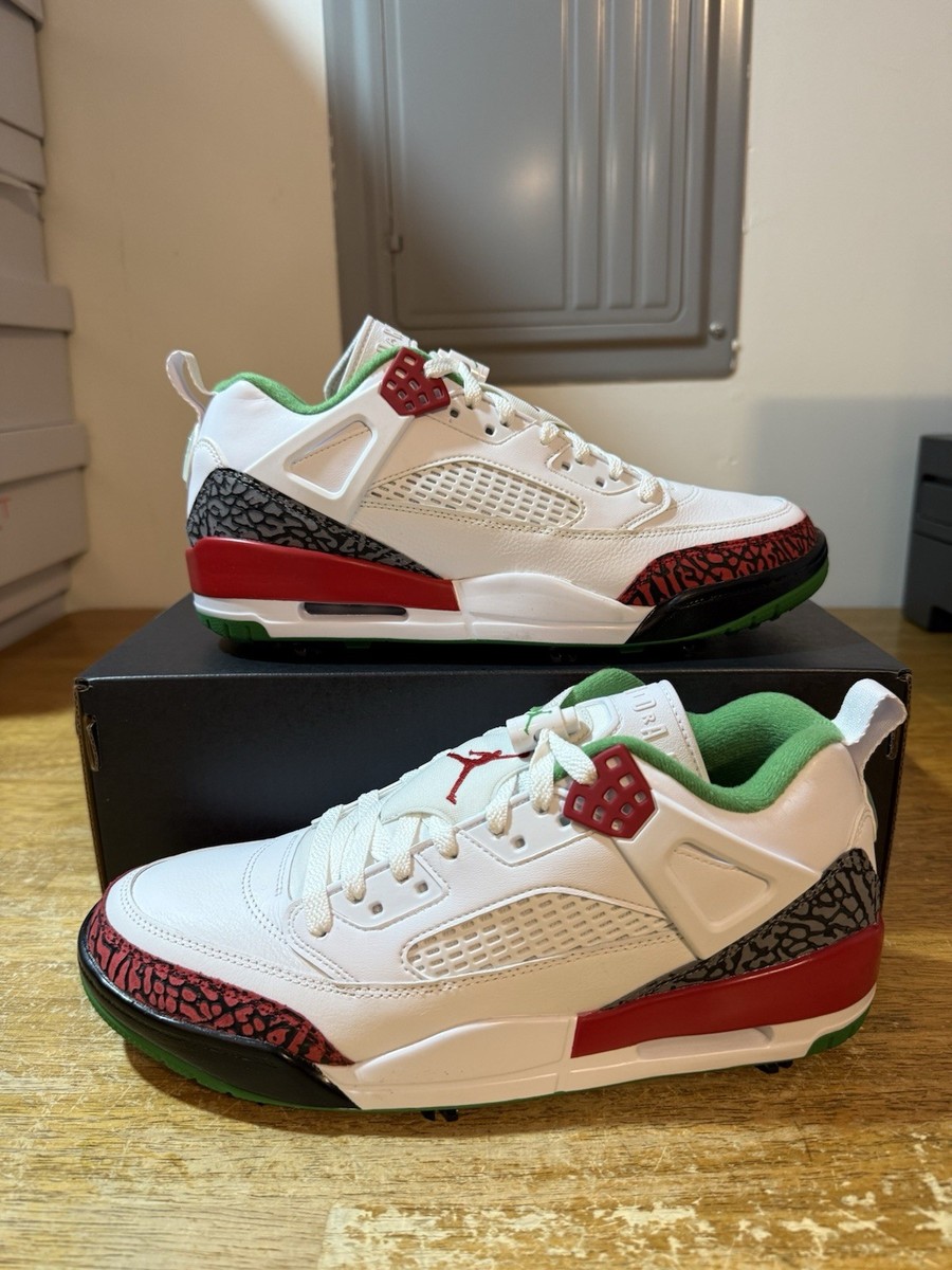 Men's Size 9-Nike Jordan Spizike G Golf Shoes White Green Grey Red