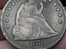 1870 P or CC United States Seated Liberty Silver Dollar- Fine/VF Details