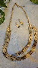 Gold Plated Gold Necklace Earrings Jewelry Set Fashion Costume