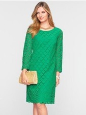 Talbots Eyelet Lace Green Dress Size 4