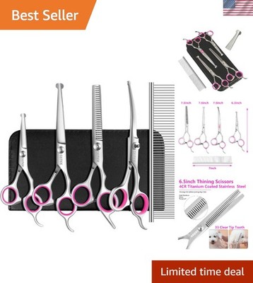 Adjustable Comfort Grooming Scissors Set: Luxury for Dogs and Cats, 5 Pieces