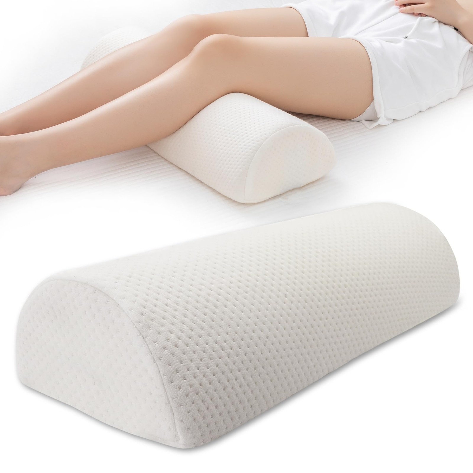 Half Moon Bolster Knee Pillow, Back Pain Relief Memory Foam 