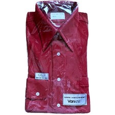 Van Heusen Shirt Splendor Stretch Burgundy 1970s Disco Mod Dress Men's 16/33 NOS