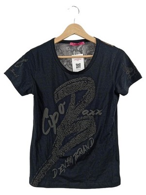Cipo & Baxx Damen T-Shirt Schwarz Gr. 36 S Strass Spitze Logo