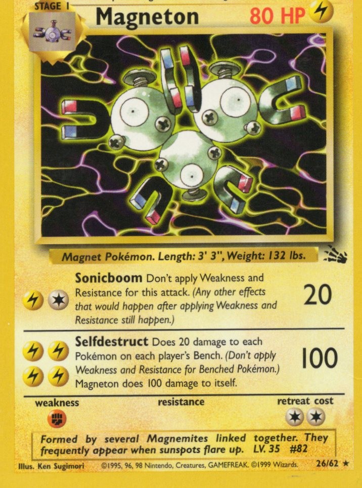Pokemon Magneton Fossil 26/62 Unlimited LP