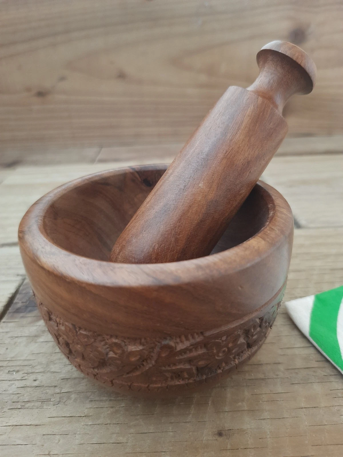 Wooden Mortar and Pestle Set Rosewood Spice Grinder Herb Crusher Kitchen Tool