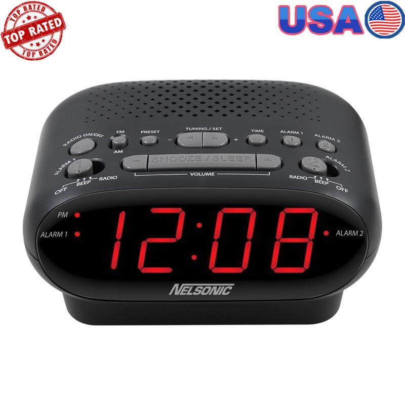 Digital AM FM Alarm Clock Radio Dual Alarm Battery Backup Sleep Function New