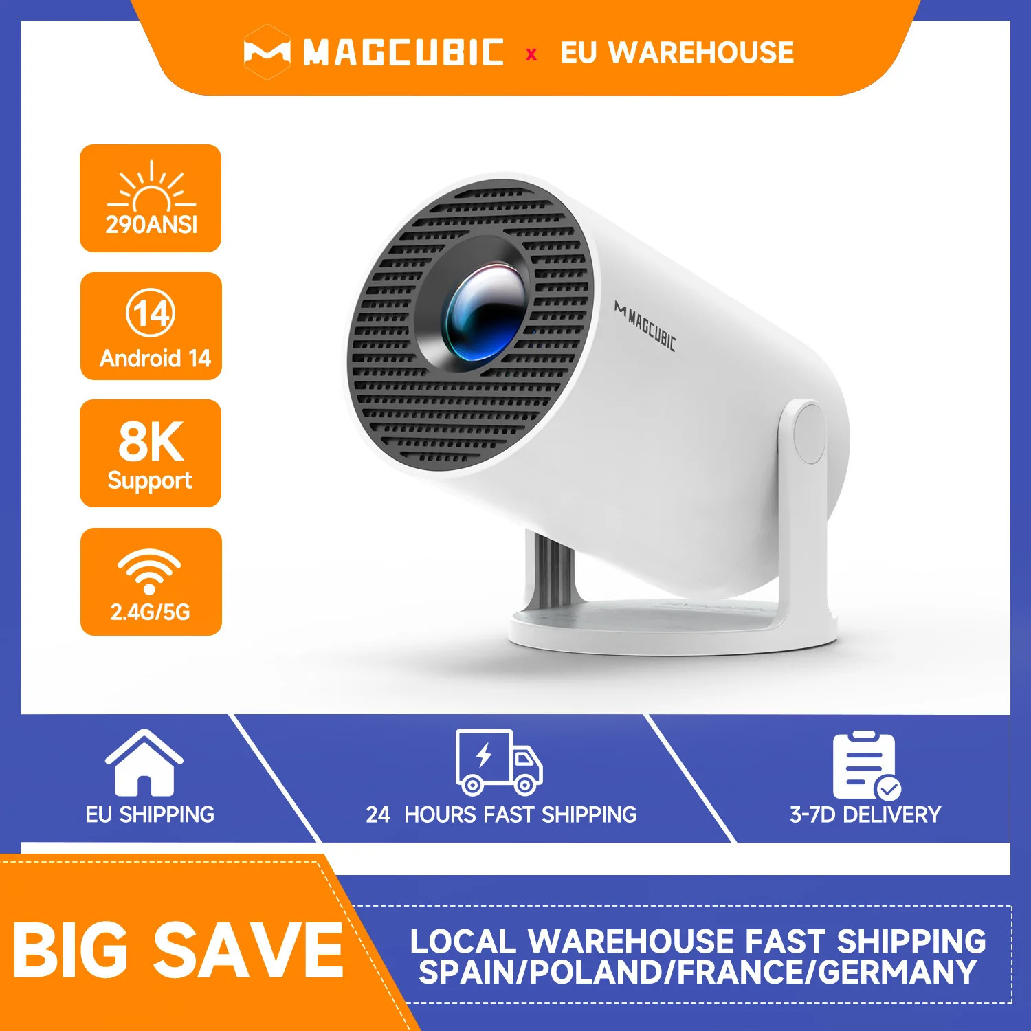 Projecteur Android 14 Magcubic HY300Pro double Wifi6 Allwinner H726 8K