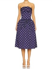 Self-Portrait Polka Dot Satin Midi Dress Size 2