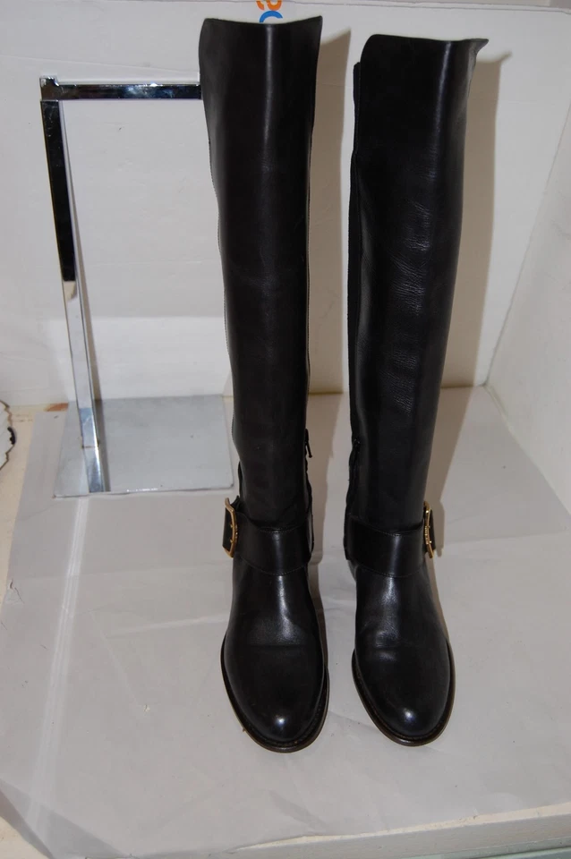 37,5/7,5❤️ИТАЛИЯ DEREK LAM над колена бедра высоты кожи мотоциклиста низкого каблука ботинки - Изображение 2 из 4
