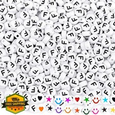 300pcs 4x7mm Letter F Beads Alphabet Acrylic Jewelry Keychain