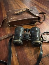 Chevalier Paris Antique Leather Wrapped Opera Glasses Binoculars  Leather Case