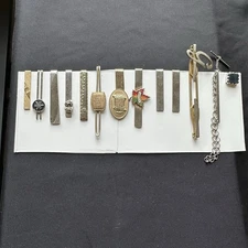 Lot of 13 Piece Vintage Tie Clip Tie Tac Lapel Pin Anson Speidel Swank More