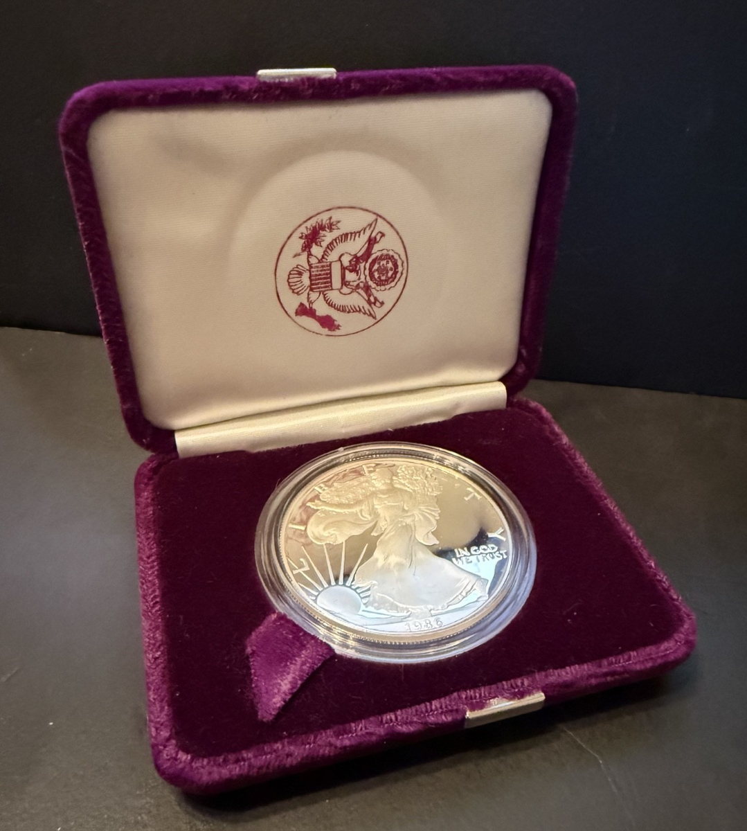 U.S. Mint 1986 American Eagle Proof 1 oz .999 Silver Coin w/ Box