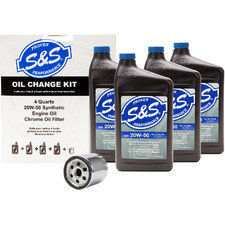 S&S Oil Change Kit 20W 50 Synthetic Twin Cam With Chrome Filter 153969