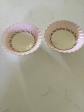 MYOTT 2 OLDE CHELSEA STAFFORDSHIRE PINK PETITE ROSE ENGLAND SOUP CERIAL BOWLS