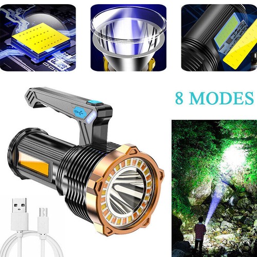 2x Super Bright LED Flashlight High Powered Torch USB Rechargeable Lamp 1200mAH - Picture 4 of 10
