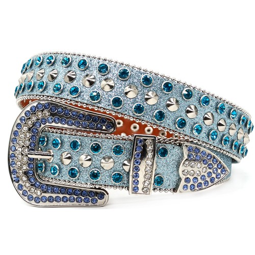Western Rhinestone Belt for Women Men Rivet Studded Y2K Bling Leather Belts - Picture 8 of 13