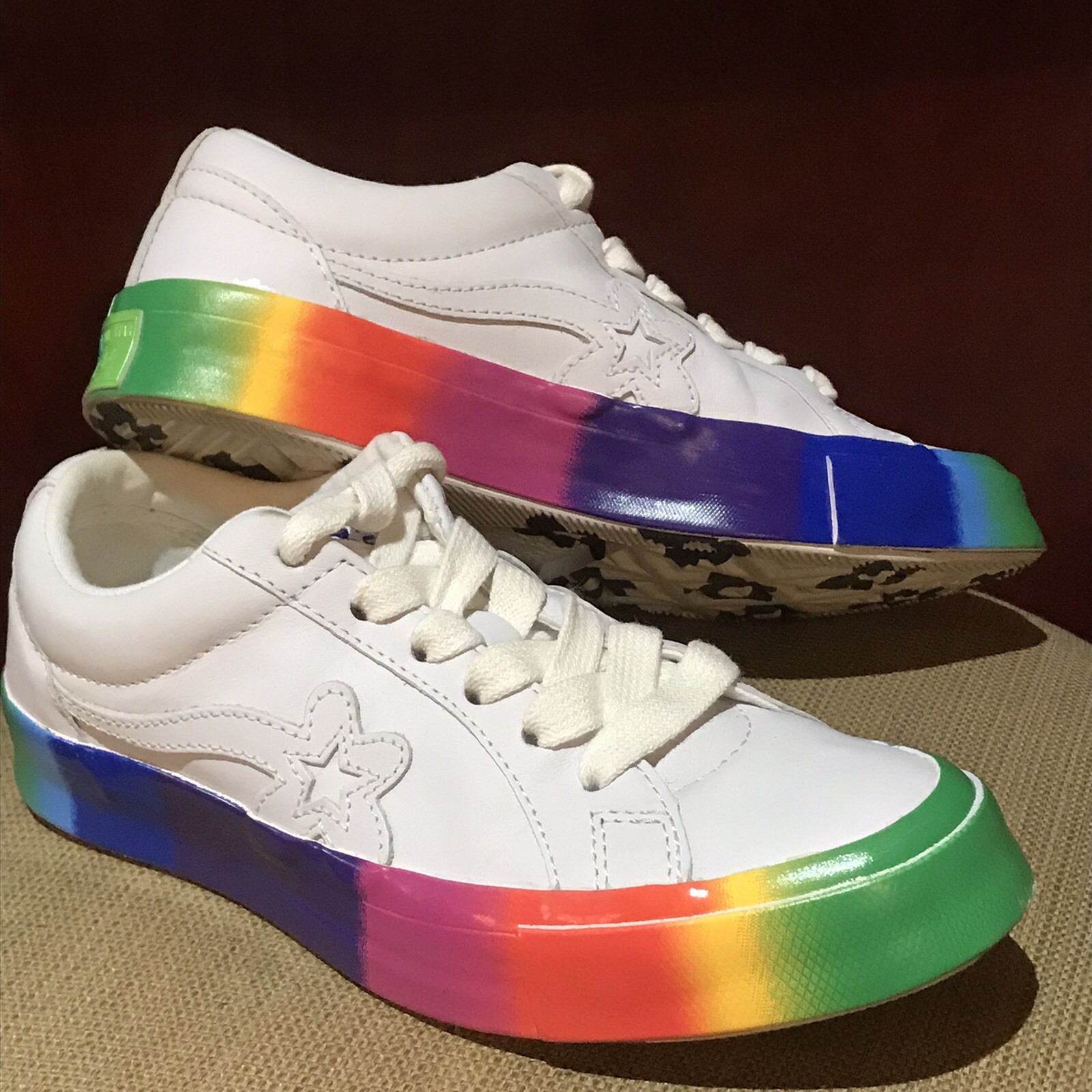 teknisk Tolk Forbigående Converse Golf Le Fleur Rainbow One Star OX Chuck Taylor Low White 4 6 CUTE  | eBay