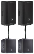  2 JBL PRX912 12" 1000w RMS Powered DJ PA Speakers 15" Subwoofers Pole Mounts