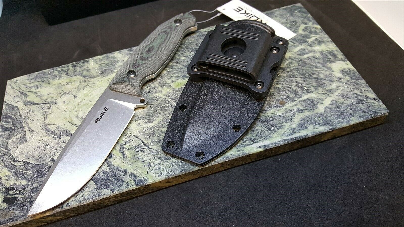 RUIKE Jager F118 Green G10 Handle Stonewashed Fixed Sandvik Blade Knife