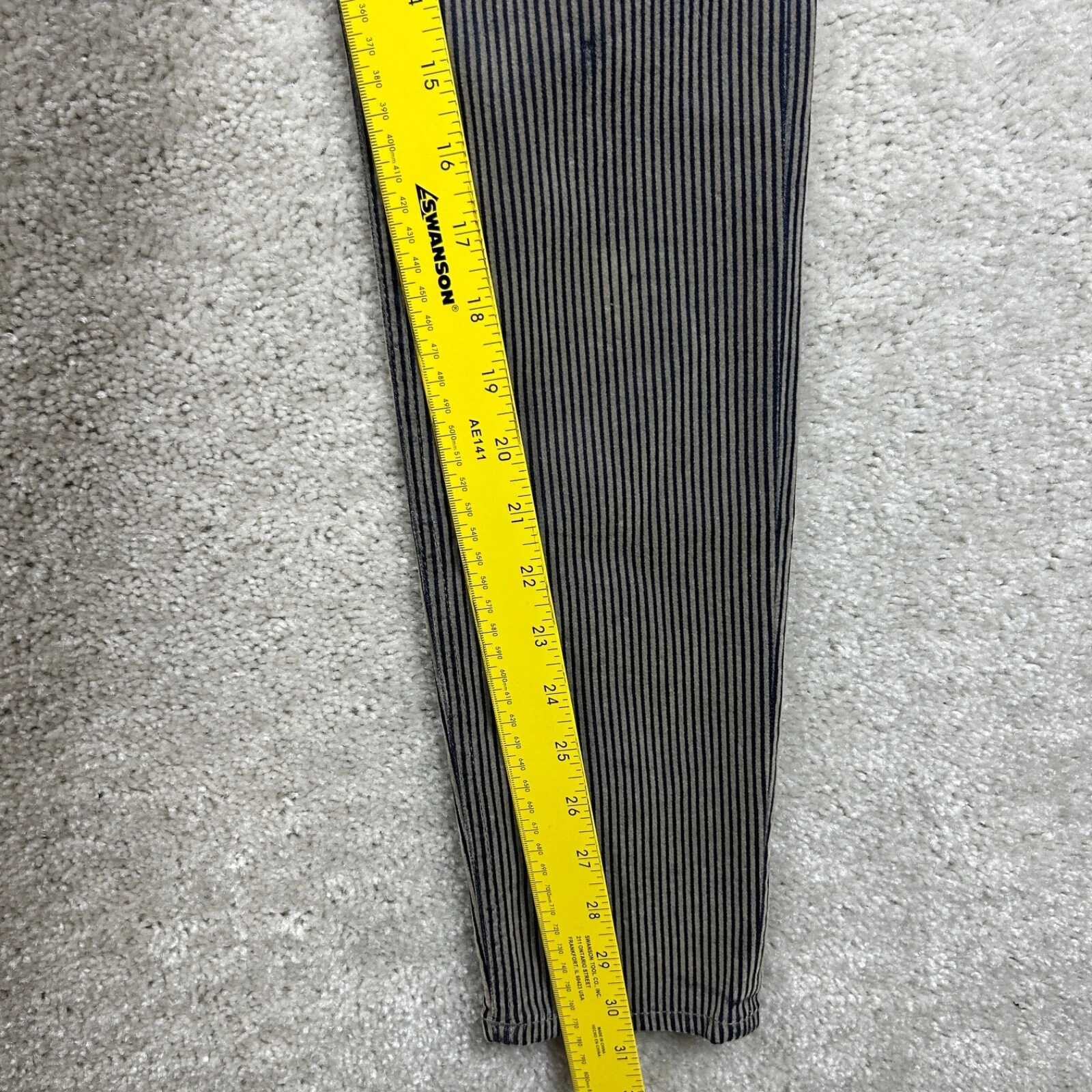 Pantalone donna Acne Studios taglia 27 34 blu a righe skinny elasticizzato no blu floccato