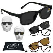 POLARIZED Bifocal Sunglass Readers Magnetic Magnet Clip On Fishing Smoke Brown