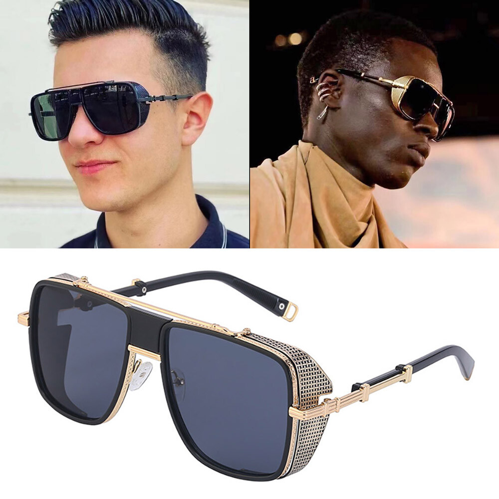 Fashion Steampunk Sunglasses OVERSIZED Men Women Metal Side Shield Hip Hop Shade