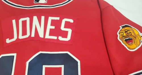 AUTHENTIC MAJESTIC 48 XL ATLANTA BRAVES CHIPPER JONES COOL BASE 6300 USA Jersey - Picture 6 of 8