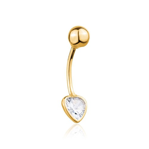 Belly Rings 14k Yellow Gold Navel Rings Simulated Diamond Barbell Stud Body Pier - Picture 2 of 9