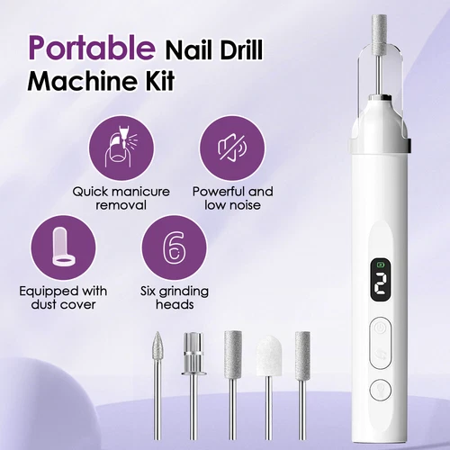 Cordless Electric Nail Drill Machine 3 Speeds Rechargeable Manicure Pedicure Kit - Picture 2 of 16