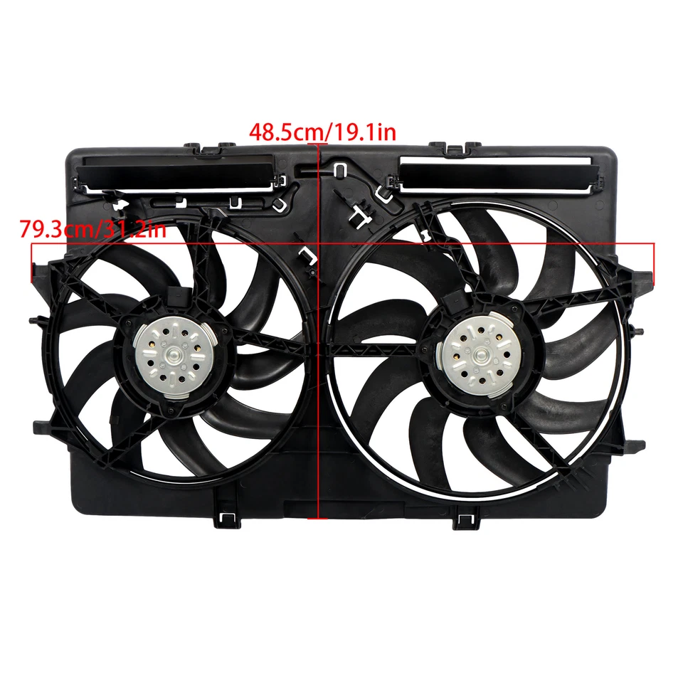 For Audi A5 Q3 A6 A4 Q5 2.0L L4/3.0L 3.2L V6 Dual Radiator Cooling Fan Assembly - Imagem 2 de 4