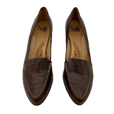 Sofft Brown Croc Print Leather Heels Women Sz 9.5M Classic Career Work Comfort