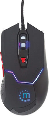 Manhattan 176071 USB-Gaming-Maus - LED PC Maus, Wired Optical Gaming Maus