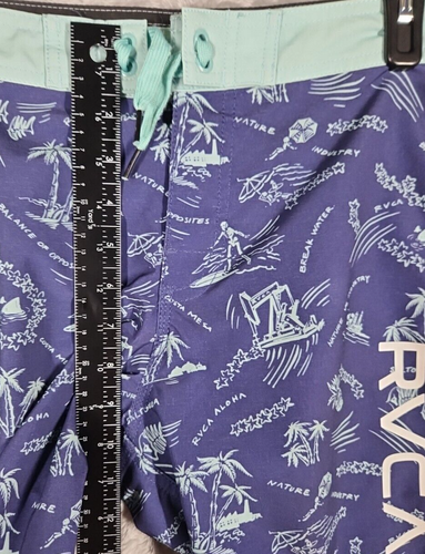 RVCA VA Men’s Size 28 Blue Board Shorts 18" Side Pocket Hawaiian Summer Beach - Picture 5 of 11